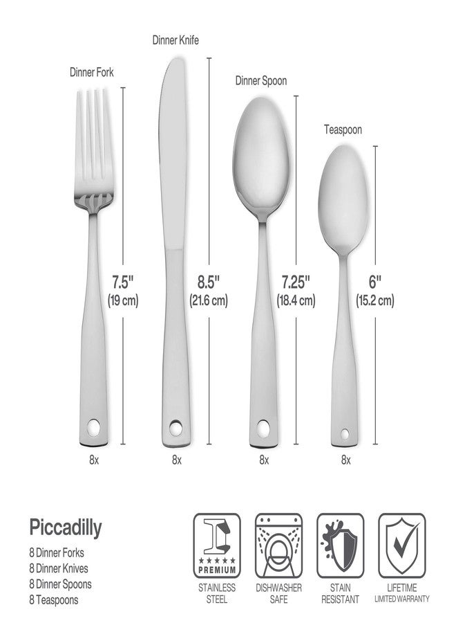 International Silver Piccadilly 24 Piece Stainless Steel Flatware Set with Wire Caddy, Service For 6 - Image 2