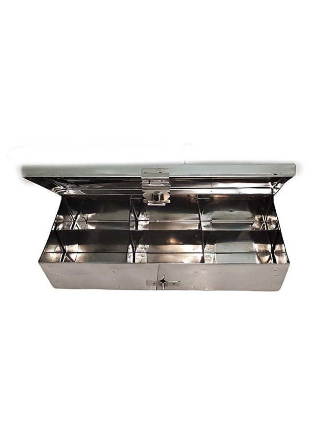 GinoSet® Stainless Steel Spice Box, 6 Compartment, Masala Dabba Utility Container, Masala Peti (Steel) W-10, H-3", L-7" - Image 2