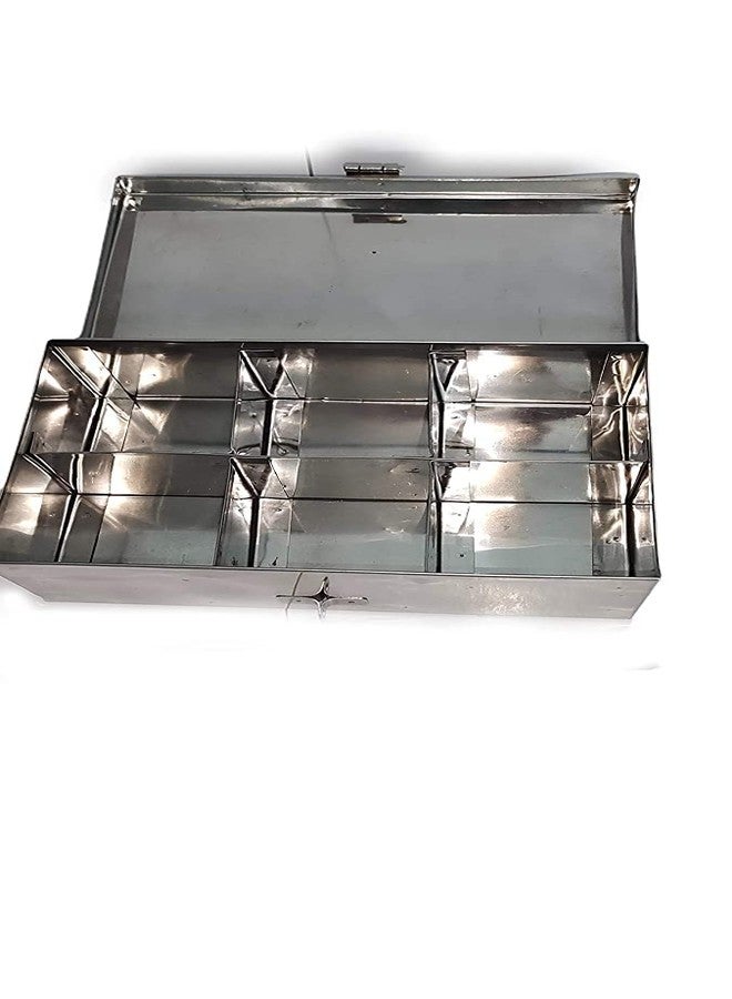 GinoSet® Stainless Steel Spice Box, 6 Compartment, Masala Dabba Utility Container, Masala Peti (Steel) W-10, H-3", L-7" - Image 3