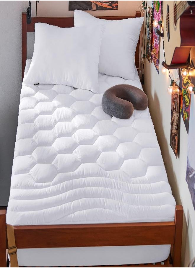 Bedsure - Bedsure Twin XL Mattress Pad Dorm Bedding - Soft Mattress Cover for College, Extra Long Twin Quilted Mattress Protector with Deep Pocket Fits up to 21", Breathable Fluffy Pillow Top (White, 39"x80") - Image 1