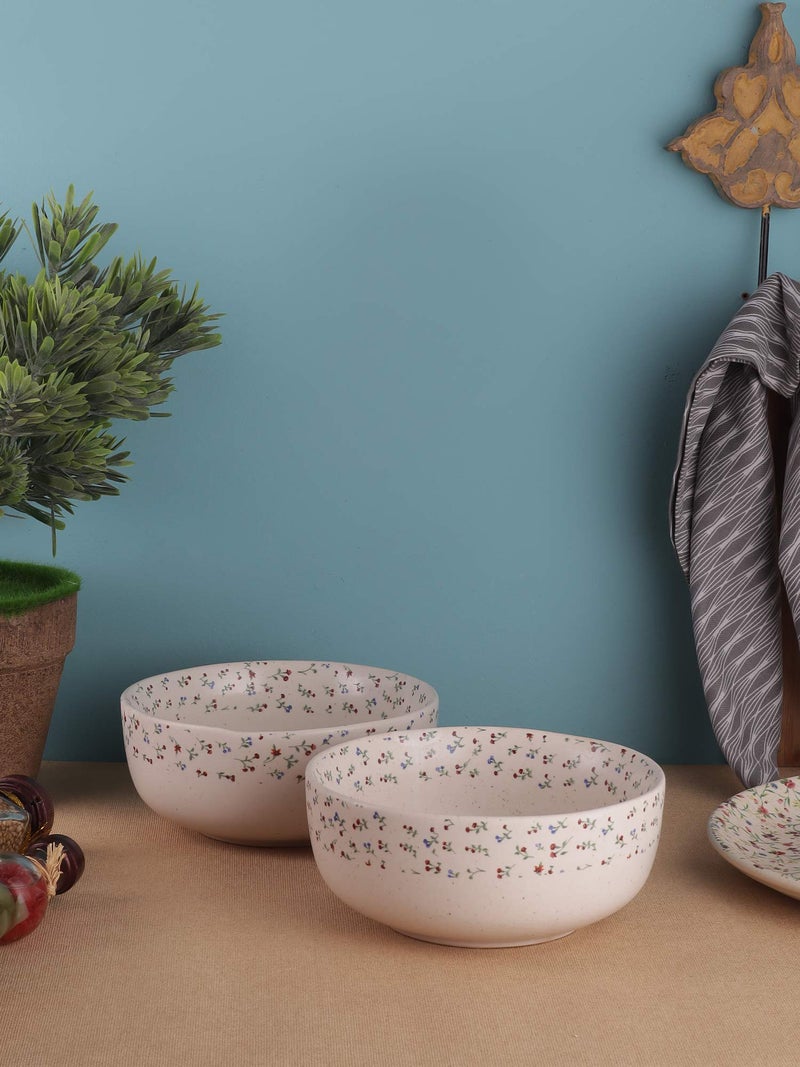 miah decor Miah Décor MD-97 Miah Decor Handcrafted Floral Stoneware Serving Bowls(8" & 7" Dia) -Set of 2 - Image 1