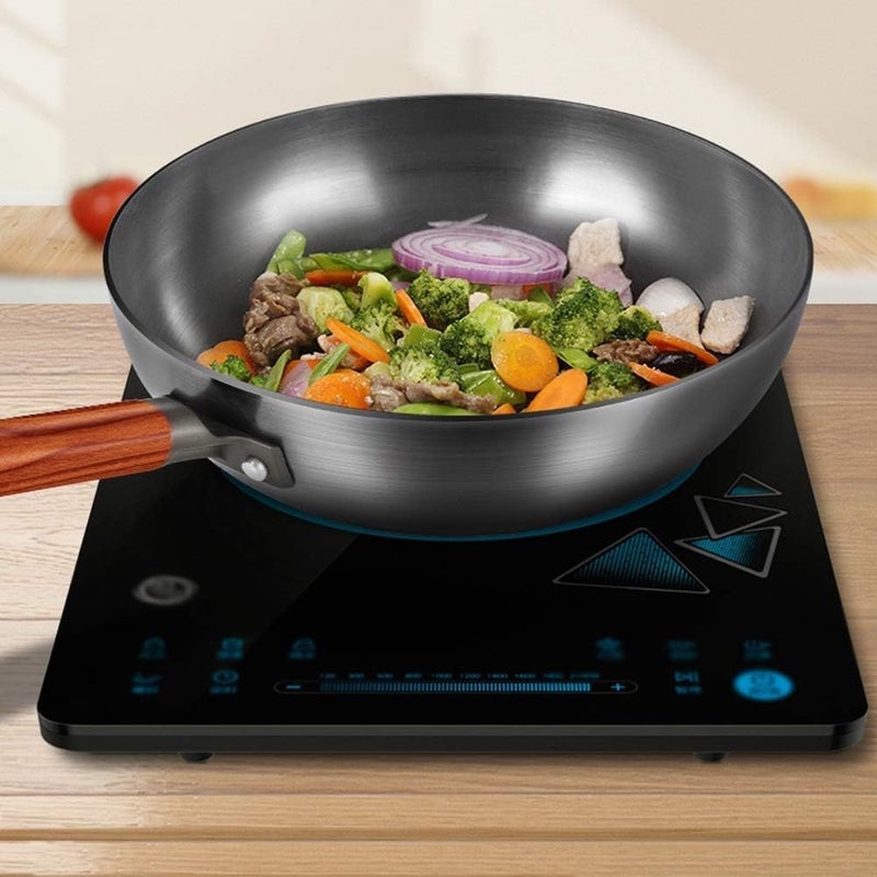 Large Capacity Deep Wok Frying Pan – Durable Non-Stick Pan with Wooden Handle for Stir-Fry, Stews, and Multi-Purpose Cooking (Size 32) - Image 1