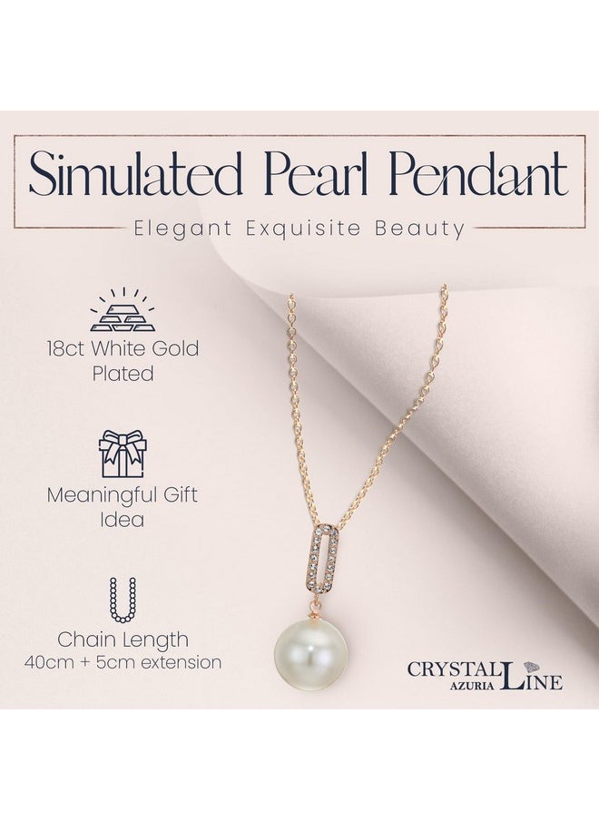 Crystalline Azuria Jewelry Simulated White Pearls Necklace Earrings Bracelet For Women Wedding Party Bridal And Bridesmaid Accessories Rose Gold Plated  - Image 4