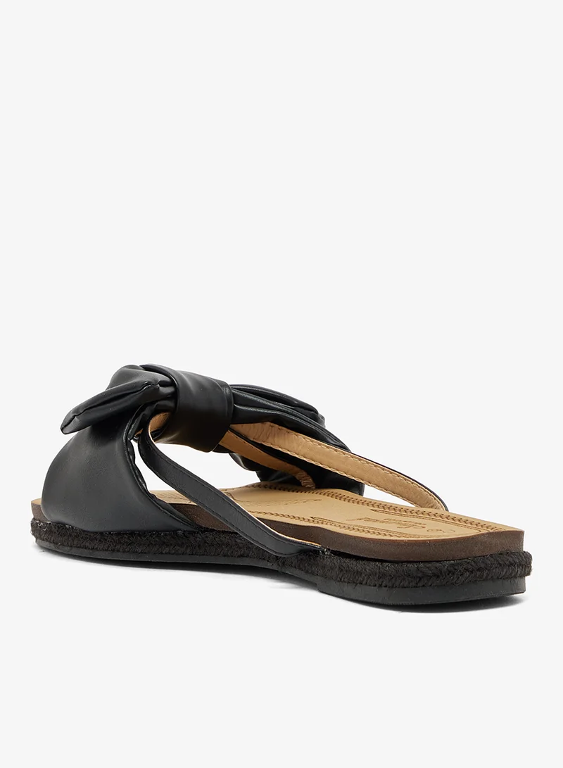 Savannah Collection Black Flat Sandal With Bow for Women | Best Price UAE