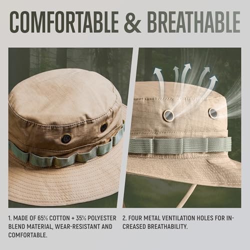 GLORYFIRE Boonie Hat Military Tactical Boonie Hats for Men Women Hunting Fishing Outdoor Tan - Image 5