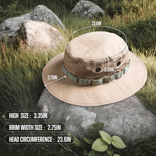 GLORYFIRE Boonie Hat Military Tactical Boonie Hats for Men Women Hunting Fishing Outdoor Tan - Image 3