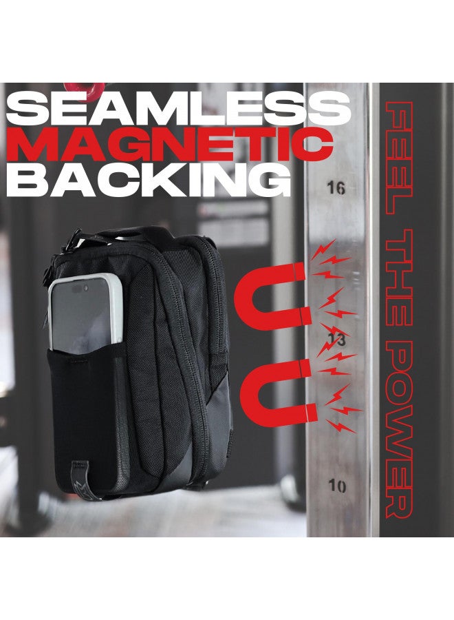 Magnetic Bag Company Magnetic Bag Company - Black Crossbody Bag Sling Chest Bag for Men and Women | Magnetic Gym Bag for Gym, Travel, Work, and Sports | Keep Your Items Off the Dirty Gym Floor with Magnetic Attachment - Image 1