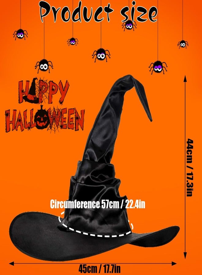 KITRDOOR Halloween Witch Hat for Women's, Black Witch Costume Accessory Sparkling Diamond Adult Cap for Halloween Witch - Image 2