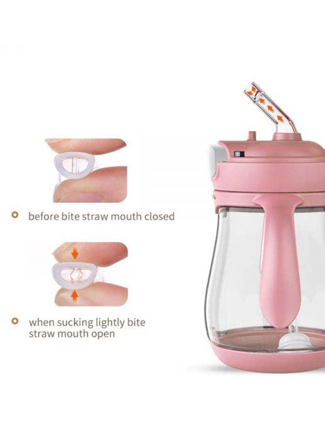 LuQu Tritan Straw Cup 240ml Pink Reusable Durable Water Bottle for Kids Everyday Use Portable Drinkware - Image 4