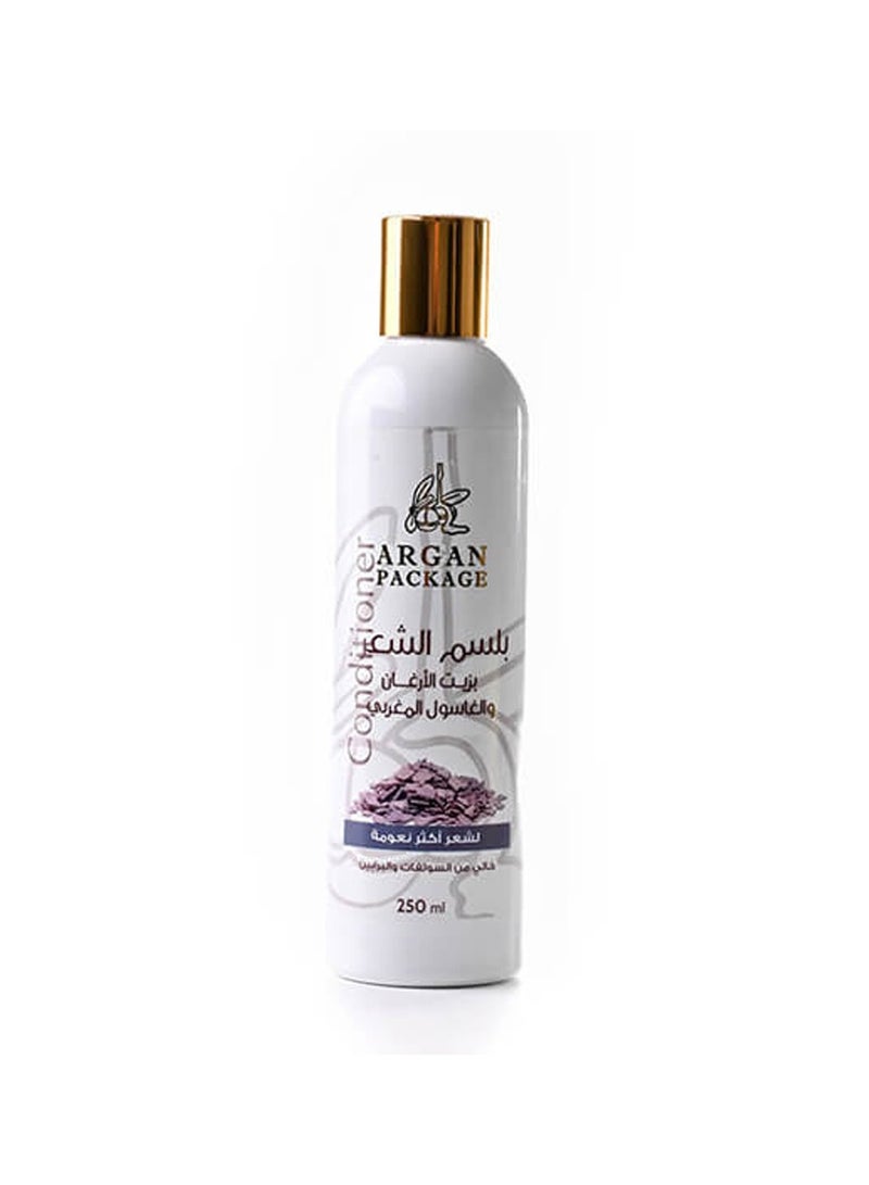 Argan Package – Nourishing Conditioner with Pure Argan Oil and Moroccan Ghassoul – For Deep Moisturizing and Smoothing Dry & Damaged Hair – 250 ml