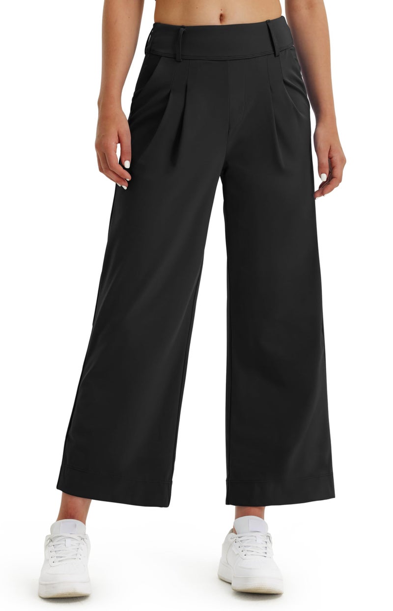 Libin Women's Wide Leg Dress Pants 27" High Waisted Stretch Work Casual Sweatpants Business Office Pants Trousers with Pockets,Black,X-Large - Image 1