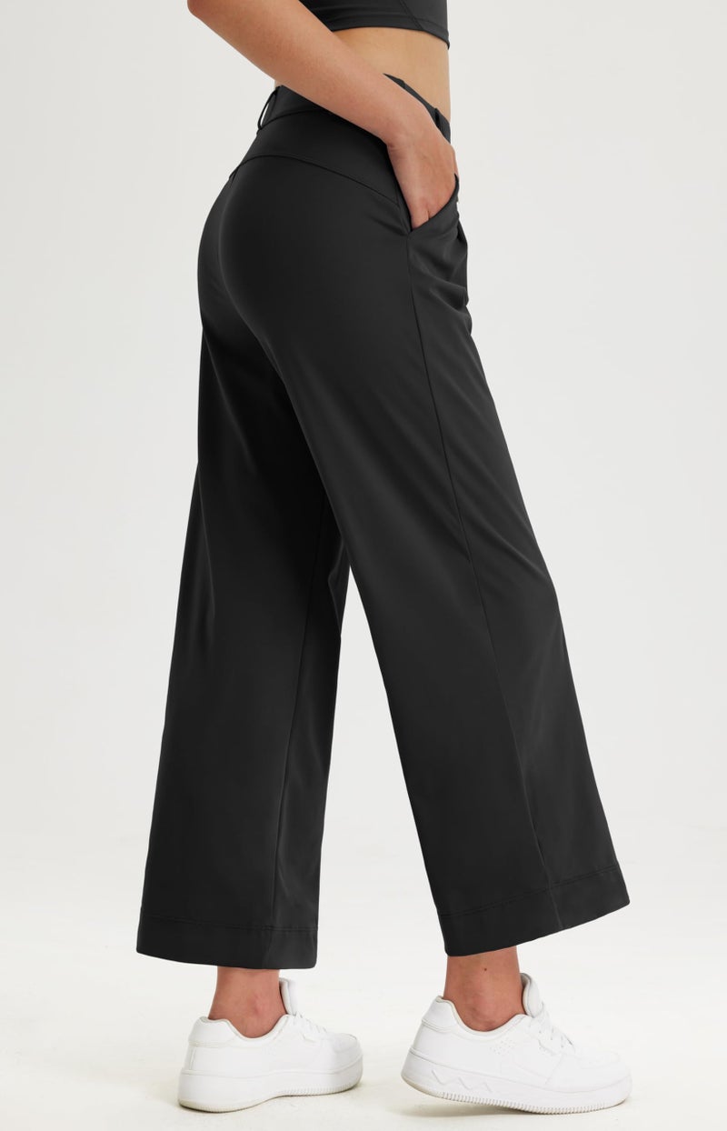 Libin Women's Wide Leg Dress Pants 27" High Waisted Stretch Work Casual Sweatpants Business Office Pants Trousers with Pockets,Black,X-Large - Image 4