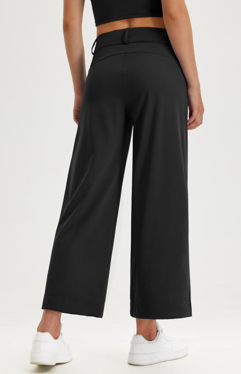 Libin Women's Wide Leg Dress Pants 27" High Waisted Stretch Work Casual Sweatpants Business Office Pants Trousers with Pockets,Black,X-Large - Image 2