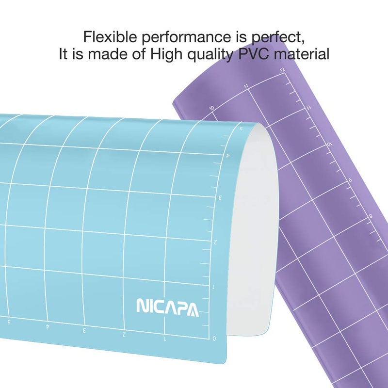 Nicapa Replacement Cutting Mat for Silhouette(12x12 inch 3pack-Standardgripã€Lightgripã€Stronggrip) Adhesive&Sticky Non-Slip Flexible Square Gridded Cut Mats Set Matts Vinyl Craft Sewing Cloth - Image 5