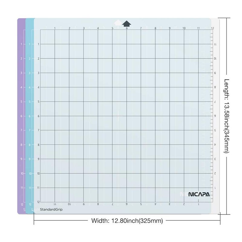 Nicapa Replacement Cutting Mat for Silhouette(12x12 inch 3pack-Standardgripã€Lightgripã€Stronggrip) Adhesive&Sticky Non-Slip Flexible Square Gridded Cut Mats Set Matts Vinyl Craft Sewing Cloth - Image 4