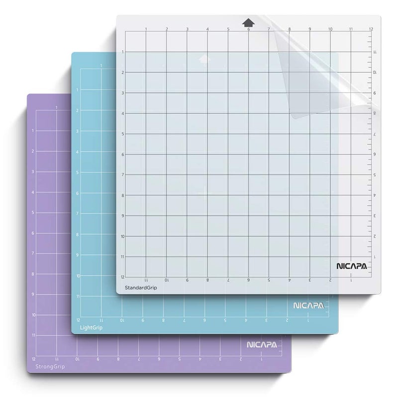 Nicapa Replacement Cutting Mat for Silhouette(12x12 inch 3pack-Standardgripã€Lightgripã€Stronggrip) Adhesive&Sticky Non-Slip Flexible Square Gridded Cut Mats Set Matts Vinyl Craft Sewing Cloth - Image 1