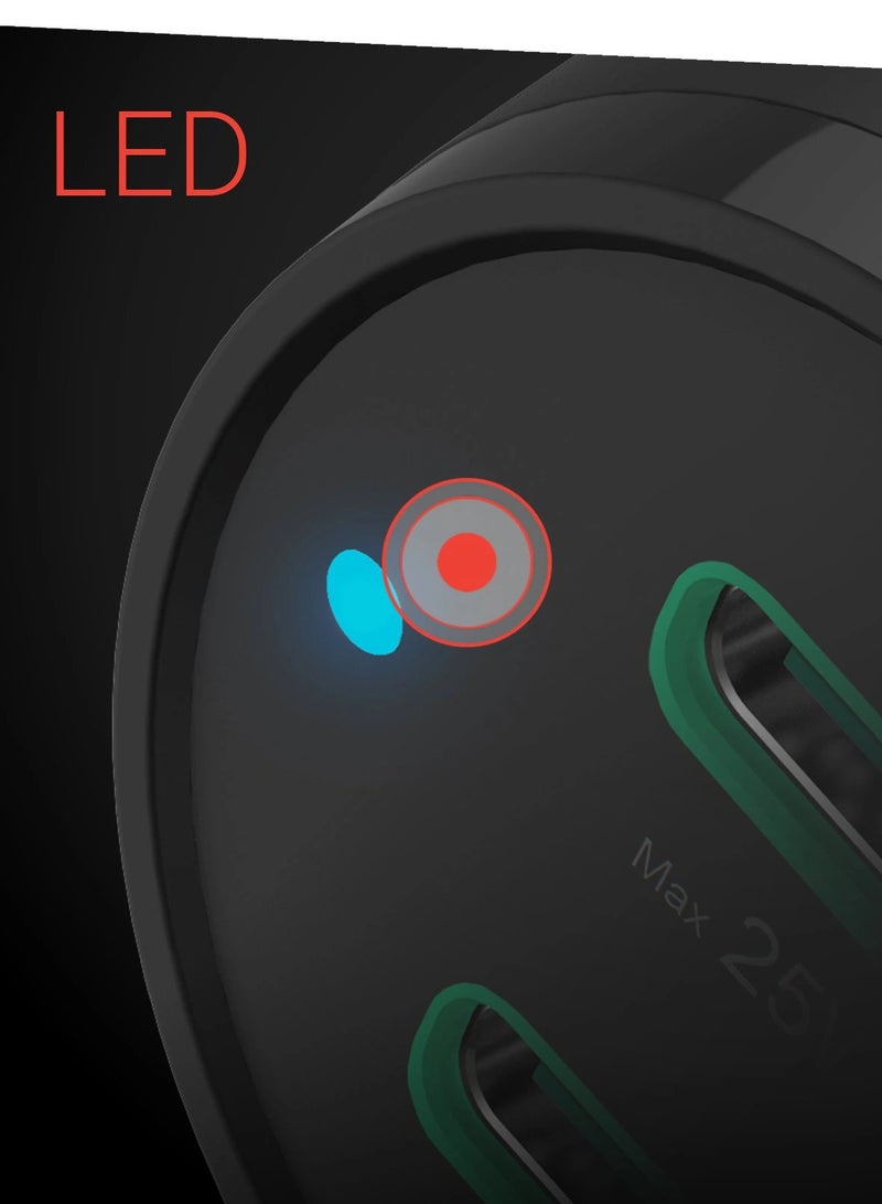 هاما شاحن سيارة 45 وات USB-C لتوصيل الطاقة سريع مع منفذين للهواتف الذكية / شاحن بمنفذ USB Type-C مزدوج مع دعم PD والشحن السريع - أسود - Image 4