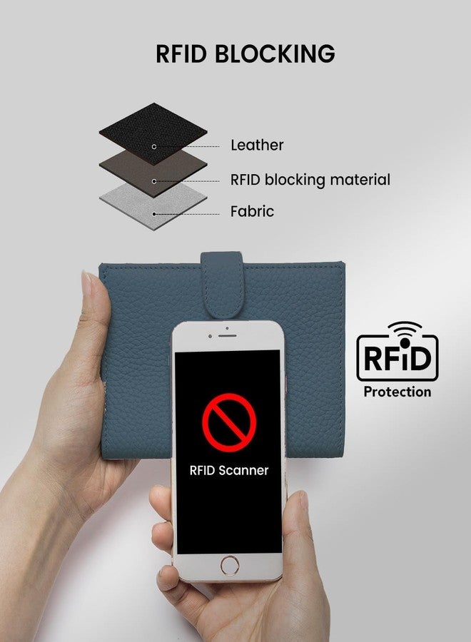 Karmiir RFID Passport Holder Travel Wallet for Women, Leather Passport Cover Wallet with Card Holders SIM Slots,Zippered Coins Pocket and Cash Slot Slim Compact Travel Wallet, Dark Blue, Compact and - Image 4