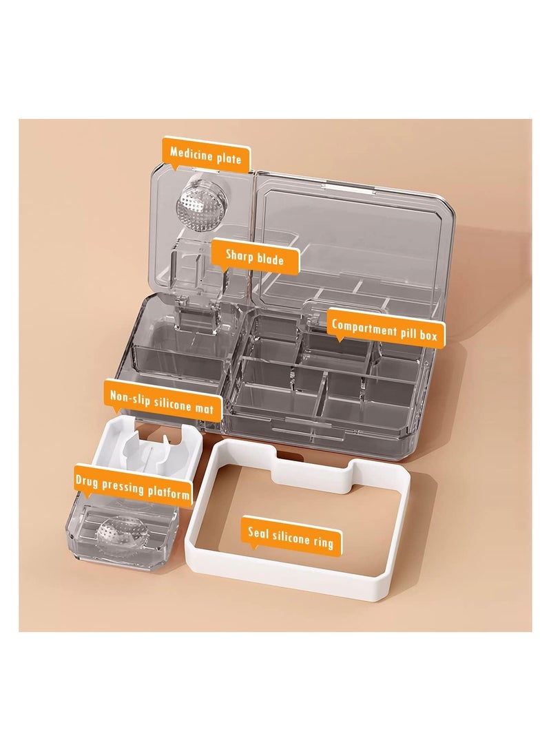 SYOSI Pill Organizer with Pill Cutter & Crusher, 3 in 1 Multifunctional Pill Splitter, Slicer Medicine Case, Portable Travel Pill Box Container for Storing Grinding Cutting Pills Vitamins Tablets, Easily - Image 2
