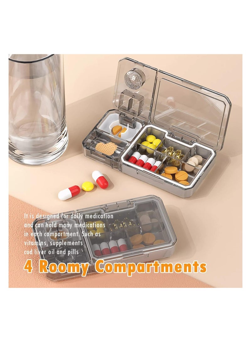 SYOSI Pill Organizer with Pill Cutter & Crusher, 3 in 1 Multifunctional Pill Splitter, Slicer Medicine Case, Portable Travel Pill Box Container for Storing Grinding Cutting Pills Vitamins Tablets, Easily - Image 5