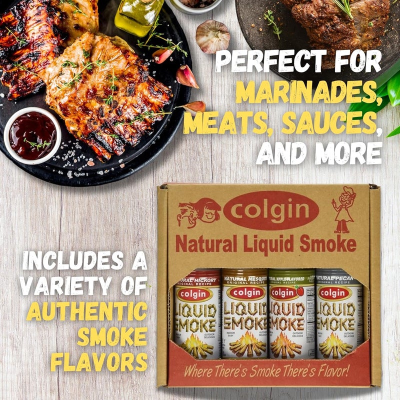 Colgin Assorted Liquid Smoke Gift Box - 4 Pack with Pecan, Hickory, Mesquite, and Apple Flavors - Image 4