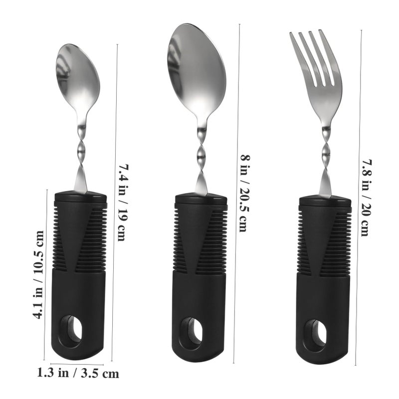 Unomor 3 Pieces Bendable Adaptive Utensils Set For Elderly Non Slip Handle Stainless Steel Fork And Spoon Portable Cutlery For Arthritis - Image 3