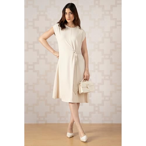 Van Heusen Women Beige Solid Formal Dress - Image 5