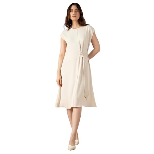 Van Heusen Women Beige Solid Formal Dress - Image 1