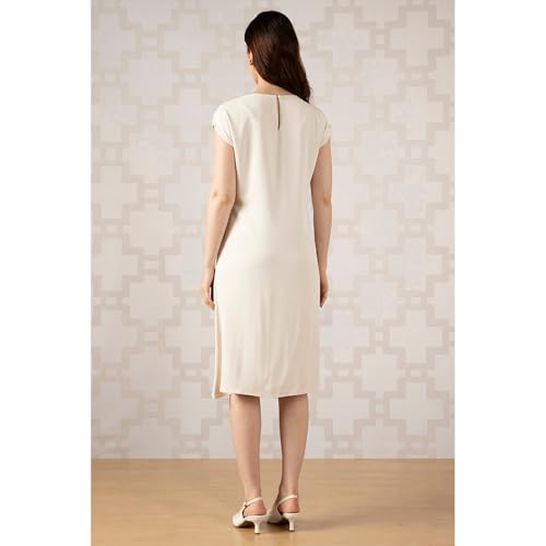Van Heusen Women Beige Solid Formal Dress - Image 3