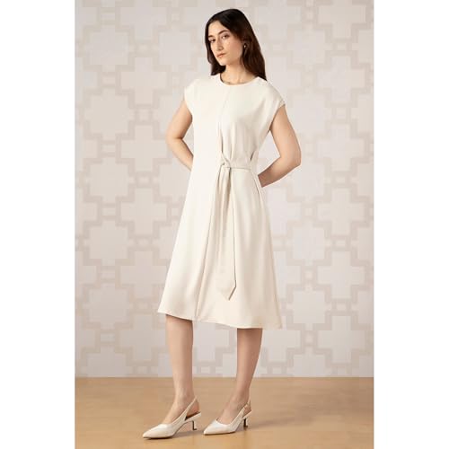 Van Heusen Women Beige Solid Formal Dress - Image 2