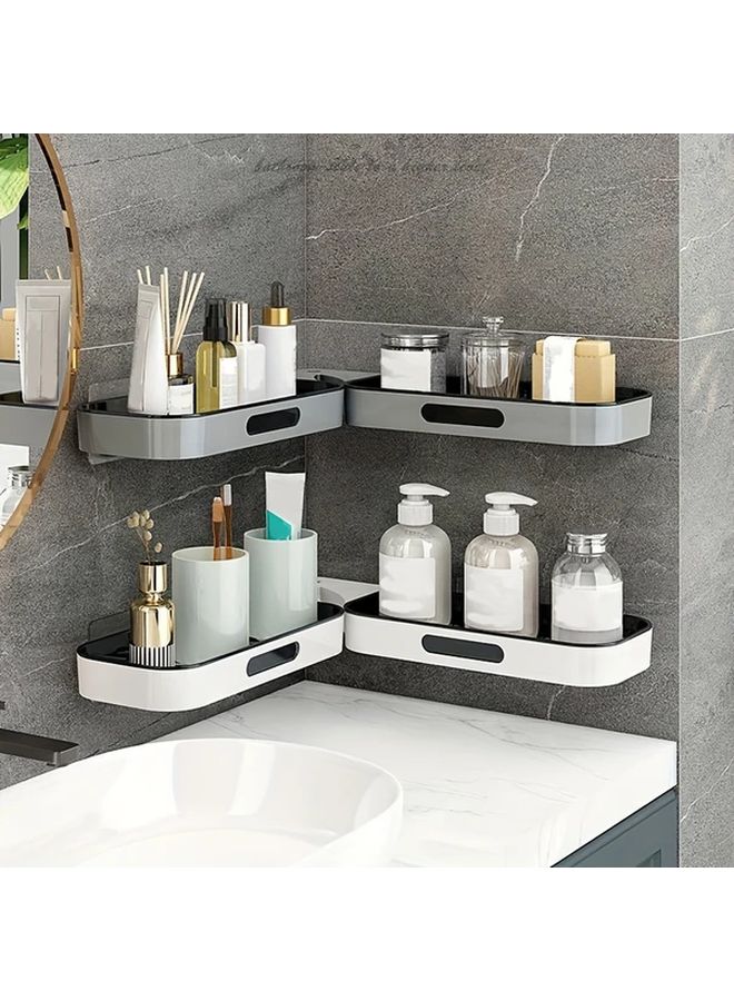 Wall Mounted Grey Plastic Shelf Rack For Bathroom Storage - Image 2