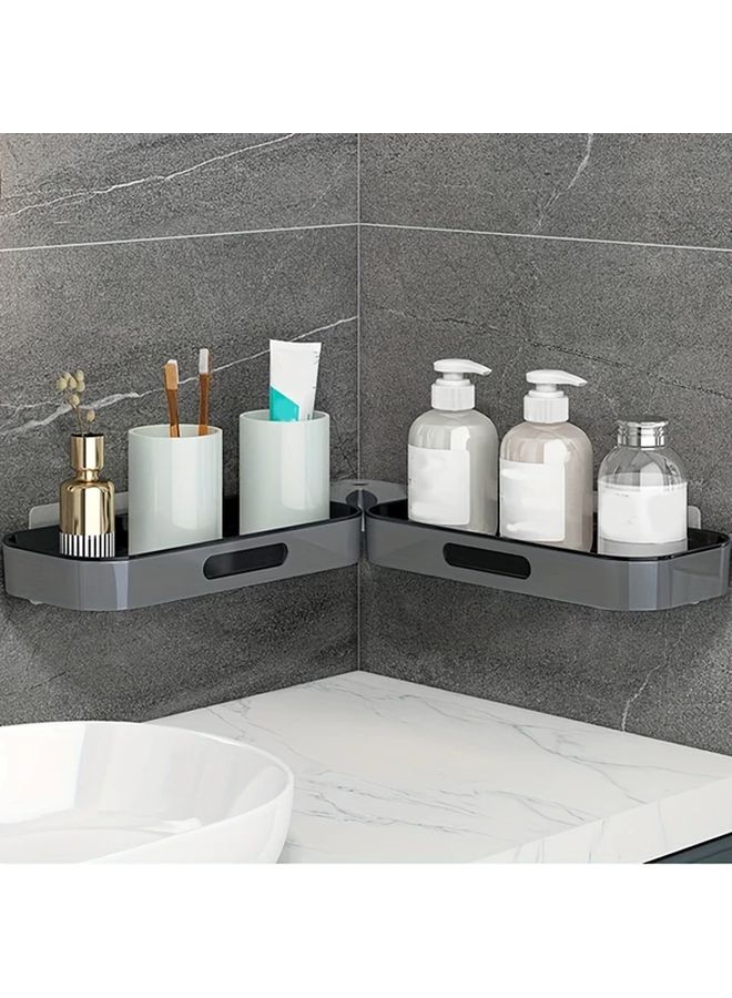 Wall Mounted Grey Plastic Shelf Rack For Bathroom Storage - Image 1