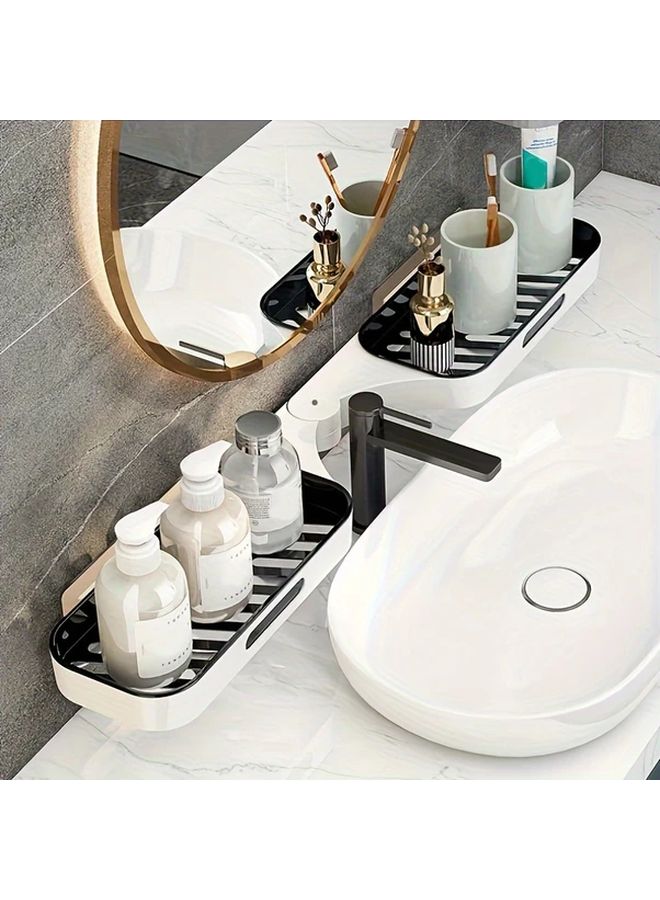 Wall Mounted Grey Plastic Shelf Rack For Bathroom Storage - Image 5