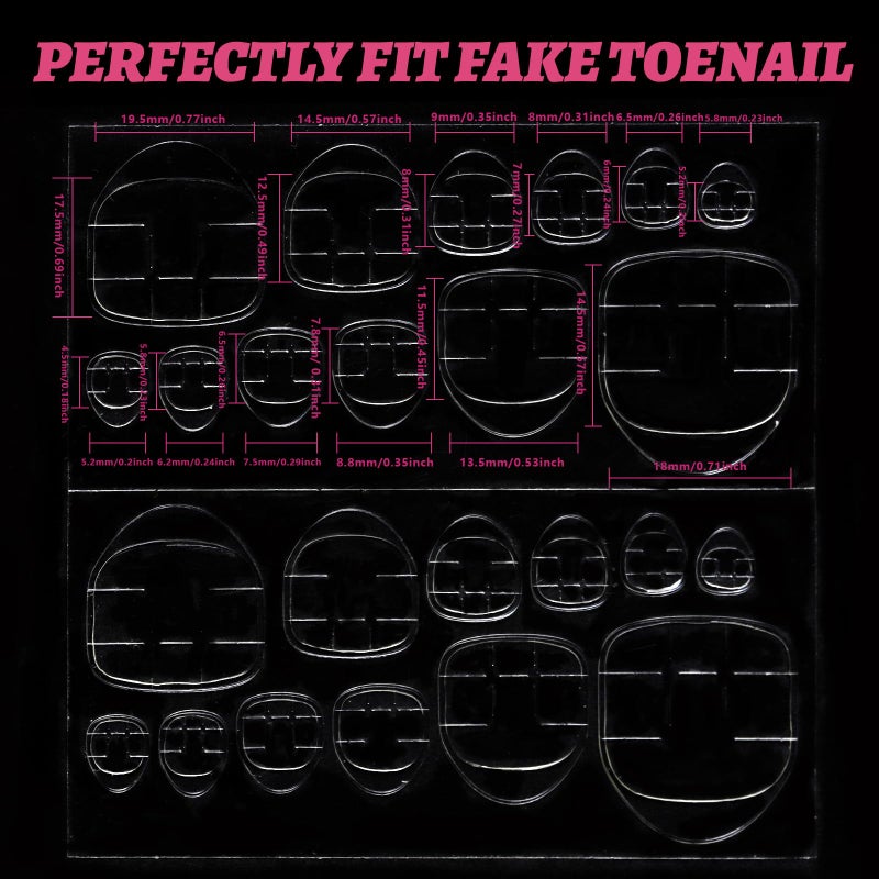 Teenitor 144pcs Press on Toenails for Women, 6 Sets French Tip Toe Press on Nails, Toe Nail Tips Fake Toenails, Fake Toe Nails Glue on Toe Nails Press on - Image 3
