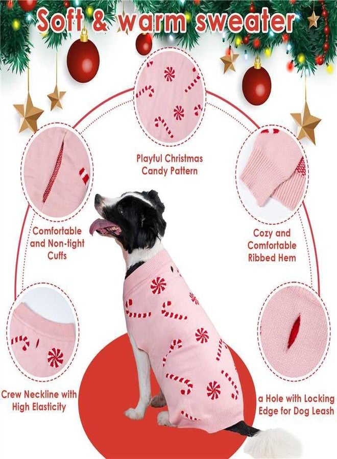 LUBOT NEW Ugly Christmas Sweaters for Puppy Cute Funny Wintertime and Holiday Parties Knitted Pullover Sweater Santa Small Dog Pink Candy Medium - Image 3