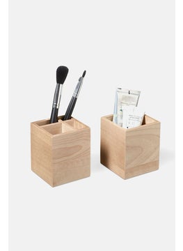 Tchibo 2 Piece Wooden Organizer Box, Beige  - Image 2
