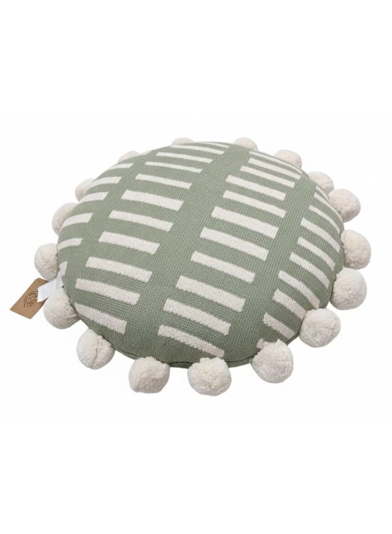 أي كي دي سي وسادة ديكور دائرية عصرية ثنائية اللون من AKDC - تنجيد قطني أخضر وكريمي، 40 سم - Image 1