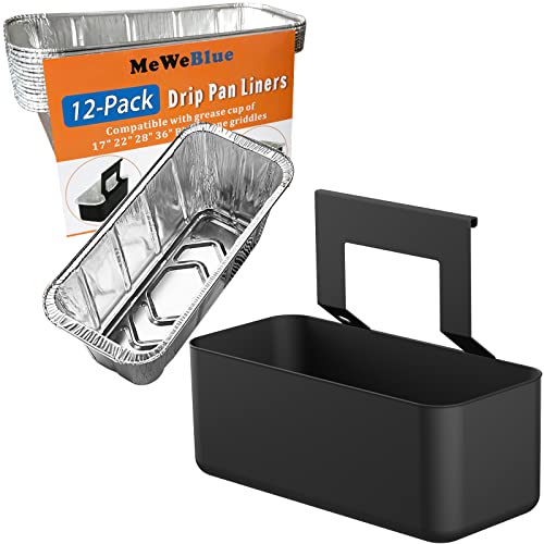 MeWeBlue Grease Catcher for Blackstone Griddle, Grease Cup with 12 Pack Blackstone Grease Cup Liners, Smooth Face for Easy Clean - Image 1