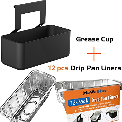 MeWeBlue Grease Catcher for Blackstone Griddle, Grease Cup with 12 Pack Blackstone Grease Cup Liners, Smooth Face for Easy Clean - Image 3