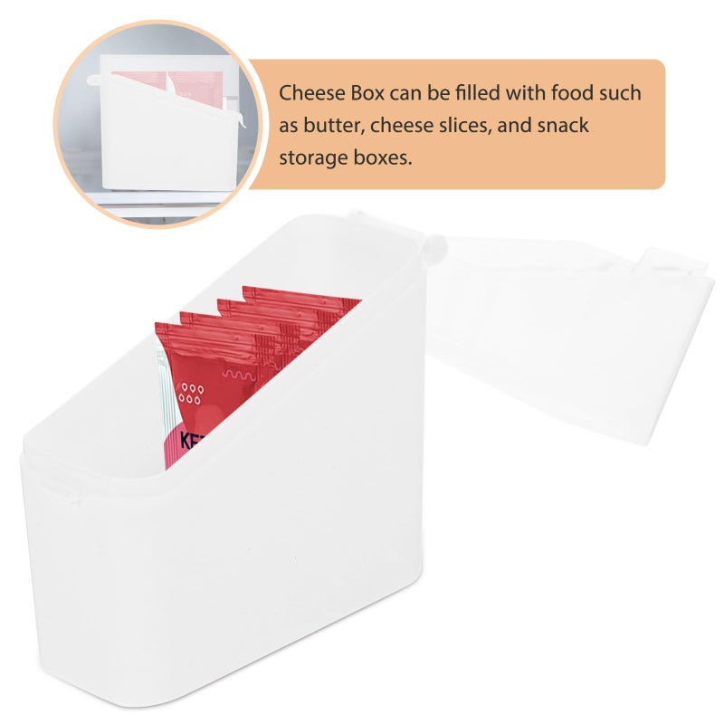 White Plastic Cheese and Tea Bag Storage Box for Fridge Tilted Design - Image 4