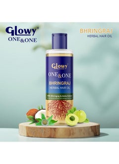 GLOWY One&One Bhringraj Herbal Hair Oil With Bhringraj And Amla Extracts (Pack Of 2) - Maha Bhringraj Hair Oil For Hair Fall And Dandruff (200Ml)  - Image 2