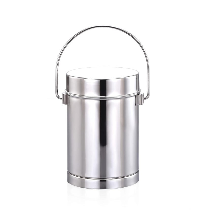 Expresso Stainless Steel 2 in 1 Multipurpose Milk CanChutney n Sambhar Barni with Handle Steel Inner Separator Cup Small DABBA 1350 ML AND INSIDE CUP 250 ML - Image 1