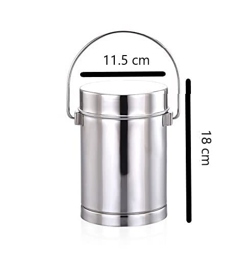 Expresso Stainless Steel 2 in 1 Multipurpose Milk CanChutney n Sambhar Barni with Handle Steel Inner Separator Cup Small DABBA 1350 ML AND INSIDE CUP 250 ML - Image 4