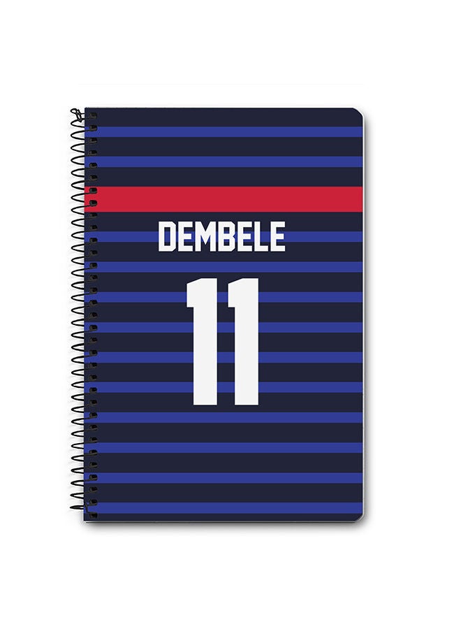Stylizedd Designer A5 Spiral Notebook Memo Notepad Journal - Football Team - France Player Name - Dembele - Image 1