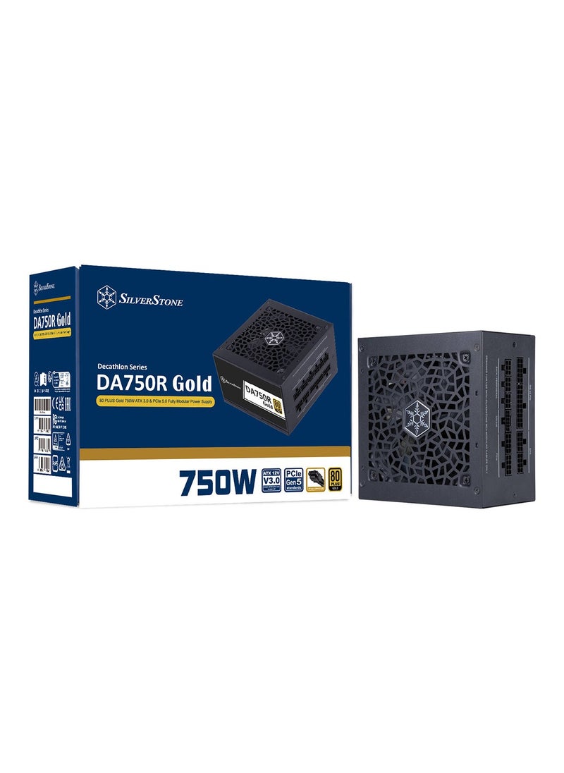 SilverStone DA750R Gold Fully Modular Power Supply, 80 PLUS Gold, 750W ATX 3.0 & PCIe 5.0, Active PFC, Silent 120mm FDB Fan, Japanese Capacitors, SST-DA750R-GMA  - Image 1