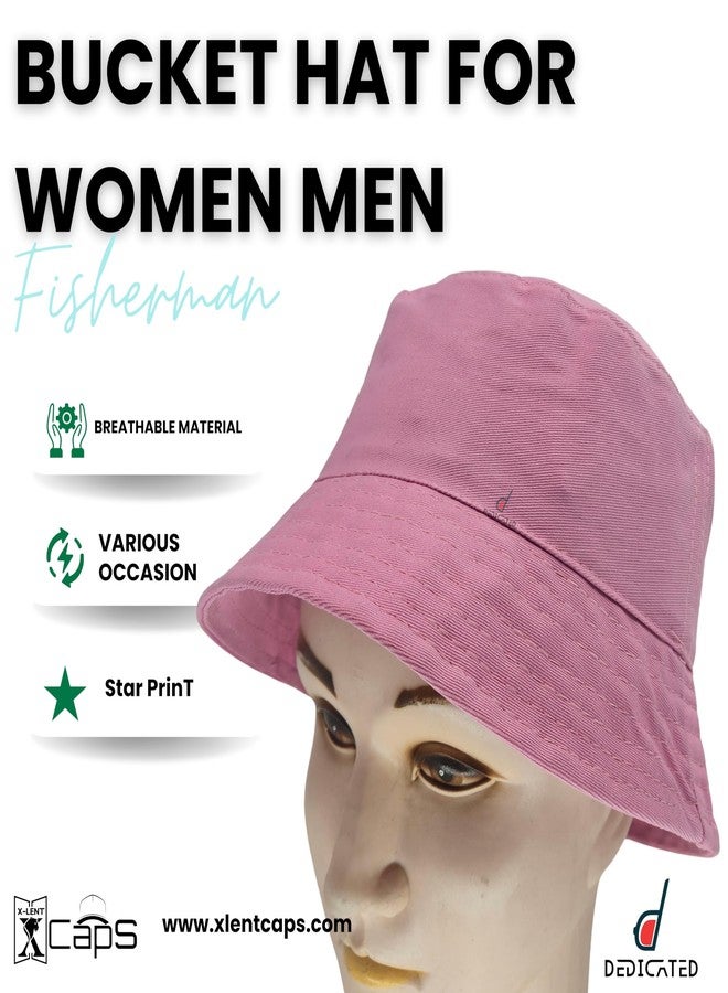 DEDICATED Bucket Hat - Unisex Cotton Packable Sun Hats for Men & Women - Lightweight, Breathable Summer Beach Hat - Fashionable Outdoor Travel Cap for Hiking, Fishing & Casual Wear Pink - Image 3