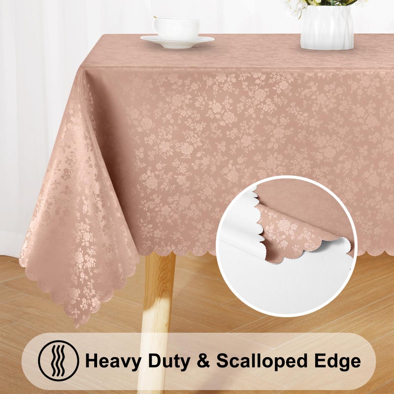 Smiry Rectangle Table Cloth  Waterproof Heavy Duty Vinyl Tablecloths  Wipeable Washable Table Cover For Kitchen And Dining Room (Tan  60"" X 102"") - Image 4