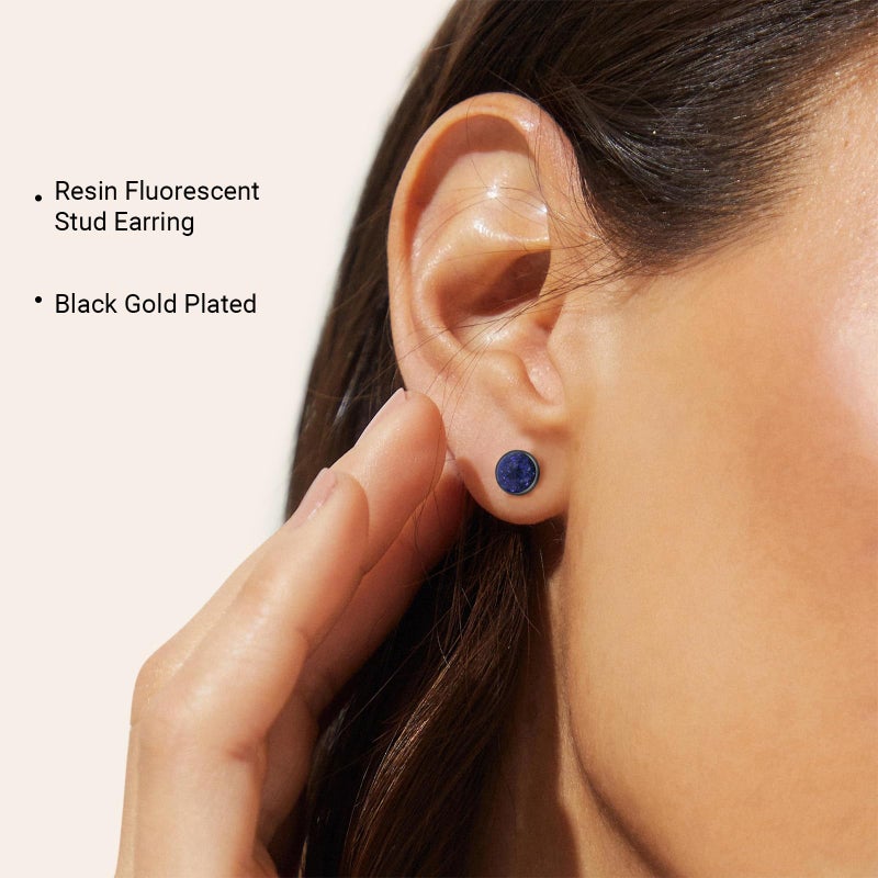 VOLUKA Surgical Stainless Steel Stud Earrings for Women Men Black Gold Plated Fluorescent Flat Back Hypoallergenic Earrings Suitable for Sensitive Ears - Image 2