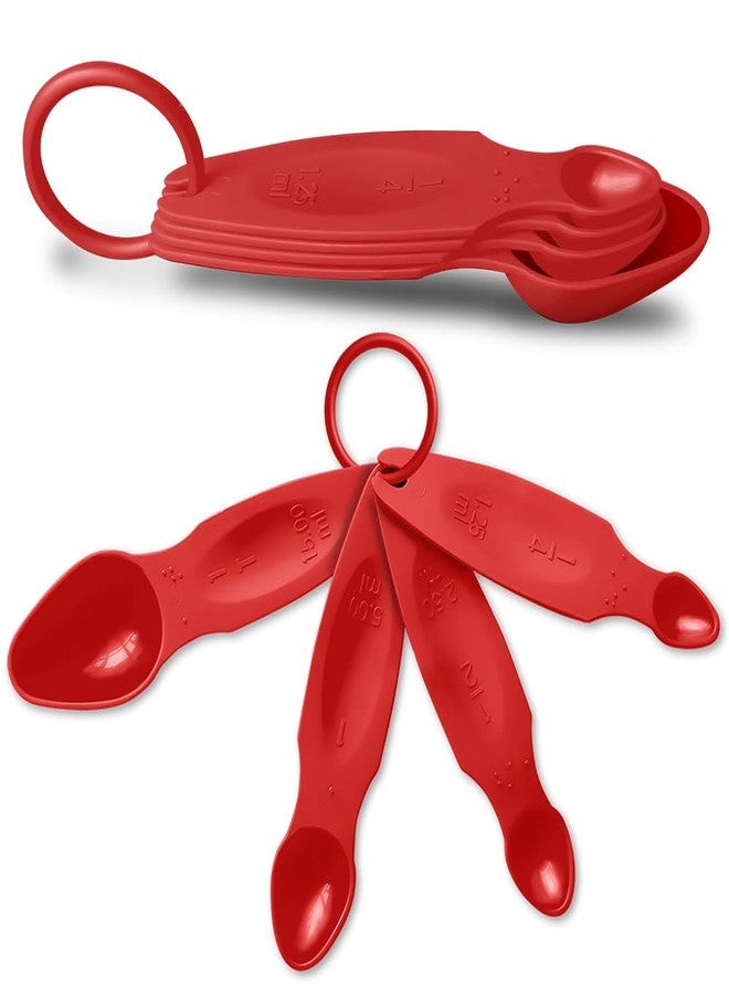 MAUJOY Braille Measuring Spoon & Cup Set - 4-Piece Nesting Spoons, Easy to Use for Braille & Sighted Users - Ideal for Baking, Cooking, Science Experiments & Home Use - Image 1