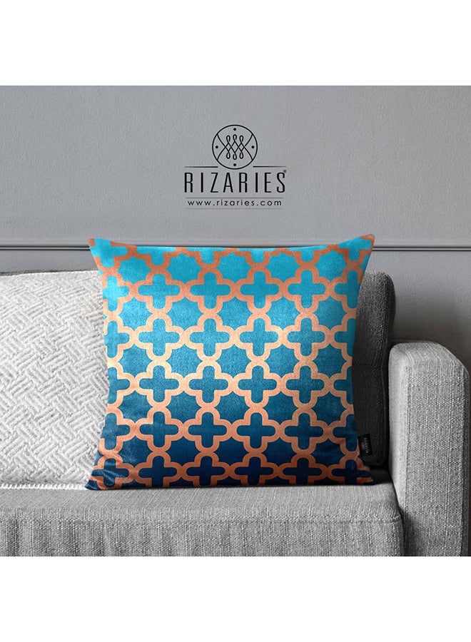 RIZARIES Super Soft Teal Quatrefoil Pattern Throw Cushion - Image 1